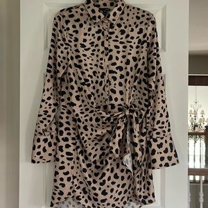 Beautiful Bloomingdales Aqua leopard mini dress